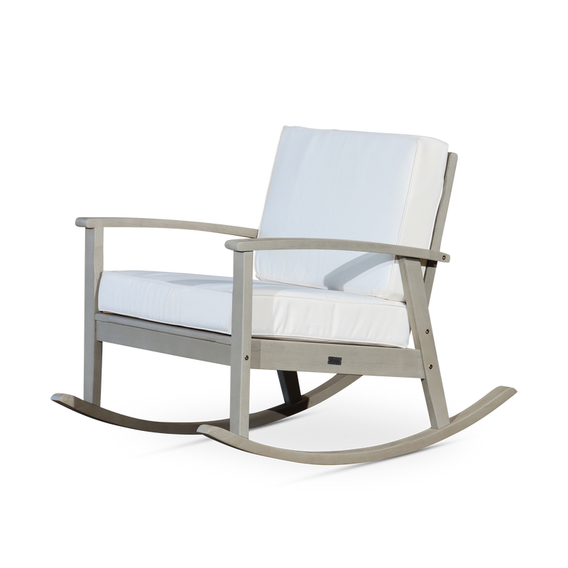 Eucalyptus Rocking Chair with Cushions -  Driftwood Gray Finish -  Cream Cushions image