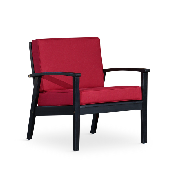 Deep Seat Eucalyptus Chair -  Espresso Finish -  Burgundy Cushions image