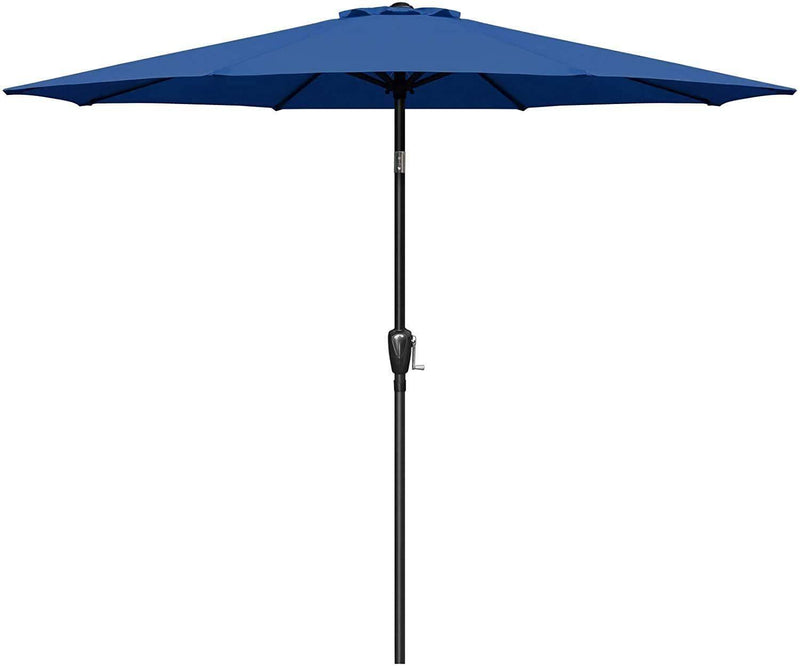 Simple Deluxe 9ft Outdoor Market Table Patio Umbrella with Button Tilt, Crank and 8 Sturdy Ribs for Garden, Blue image