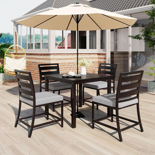 Outdoor four-person dining table and chairs are suitable for courtyards, balconies, lawns image