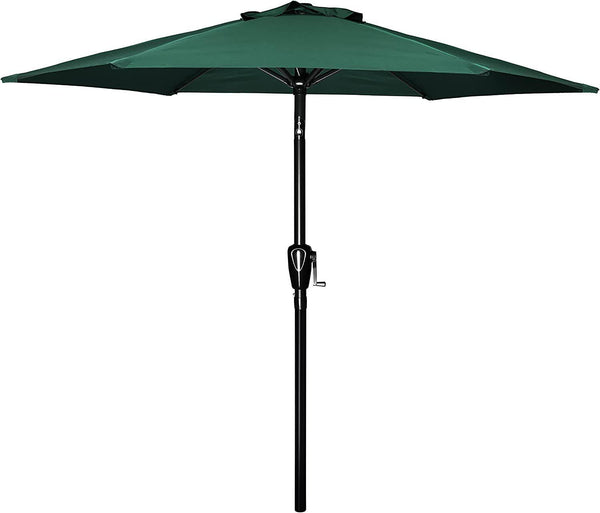 Simple Deluxe 7.5' Patio Outdoor Table Market Yard Umbrella with Push Button Tilt/Crank, 6 Sturdy Ribs for Garden, Deck, Backyard, Pool, 7.5ft, Green image