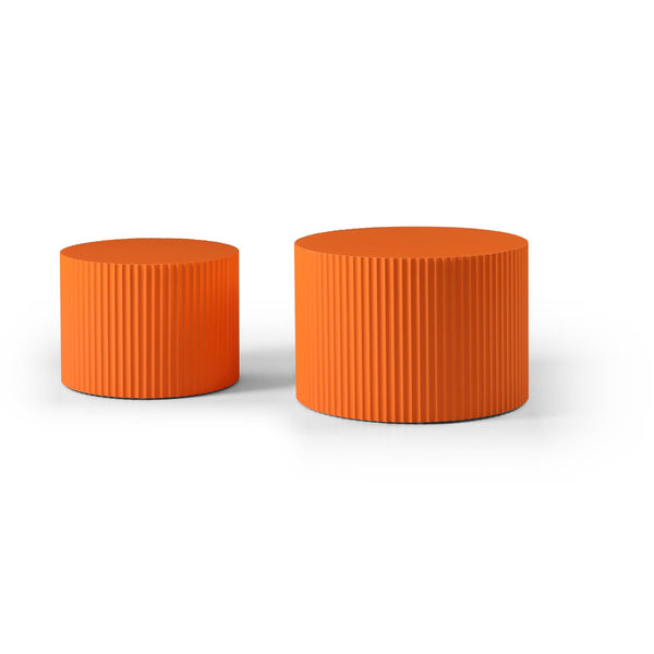 MDF Nesting Table Set of 2,Handcraft Round Coffee Table for Living Room/Leisure Area, Orange image