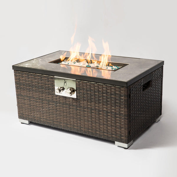 Outdoor Fire Table  Propane  Fire Pit Rattan gas fire table, gas fire table with tile tabletop image