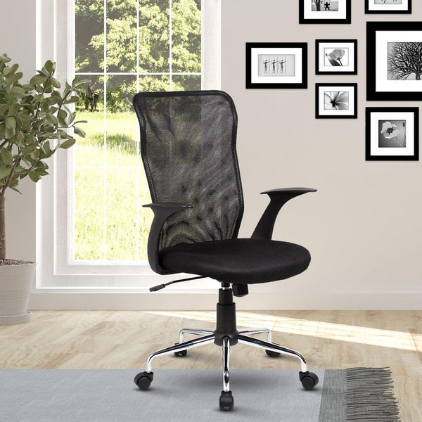 Techni Mobili Medium Back Mesh Assistant Office Chair, Black image