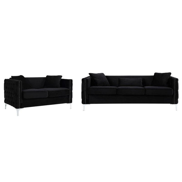 Bayberry Black Velvet Sofa Loveseat Living Room Set image