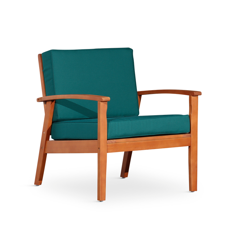 Deep Seat Eucalyptus Chair -  Natural Oil Finish -  Dark Green Cushions image