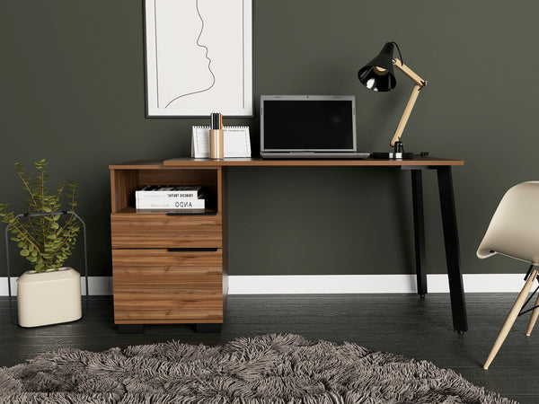 Andover Writing Desk with Built-in Cabinet Mahogany image