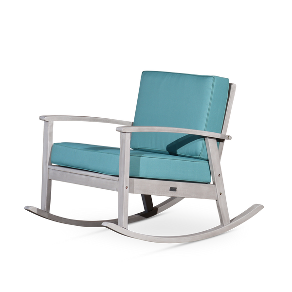 Eucalyptus Rocking Chair with Cushions, Silver Gray Finish, Sage Cushions image