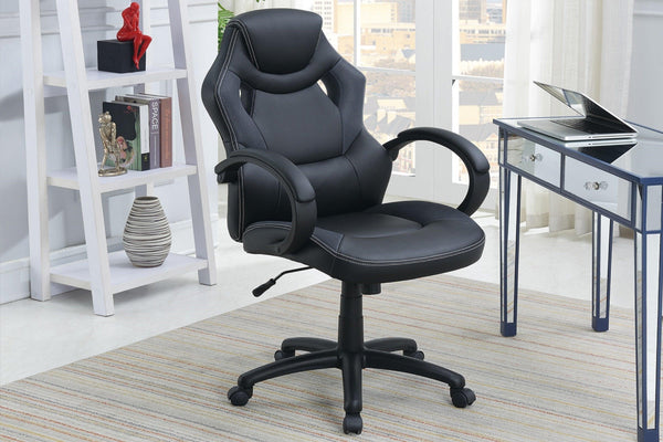 Office Chair Upholstered 1pc Cushioned Comfort Chair Relax Gaming Office Work Black Color image