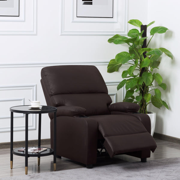 31.5” Faux leather reclining chair Brown Pu image