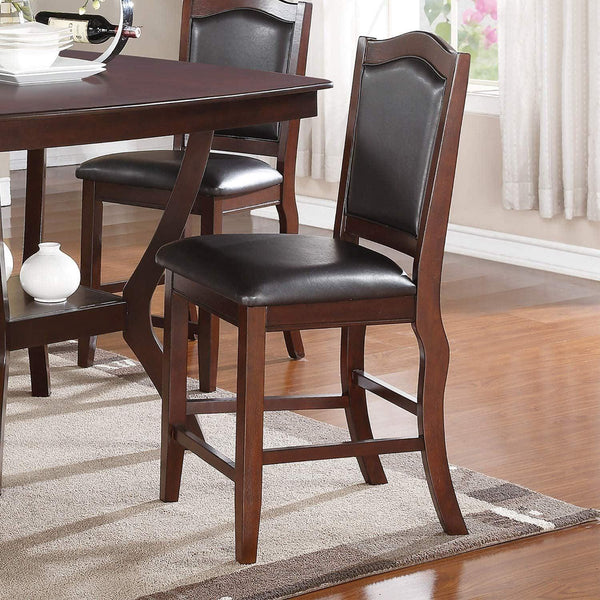 Dark Brown Wood Finish Set of 2 Counter Height Chairs Faux Leather Upholstery  Seat Back Kitchen Dining Room Chair image