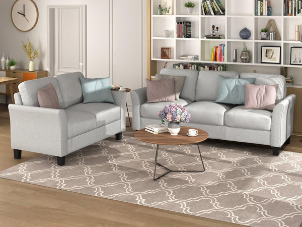 Living Room Furniture Loveseat Sofa and 3-seat  sofa (Light Gray) image