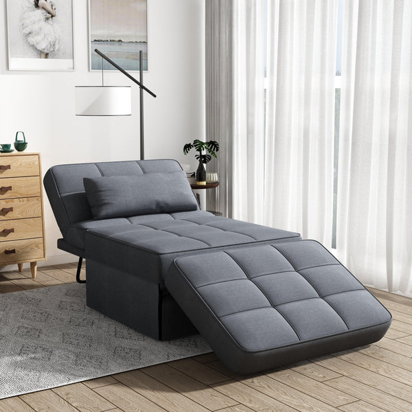 Living Room Bed Room Metal Frame with Dark Grey Upholstery Recliner Bed Ottoman image