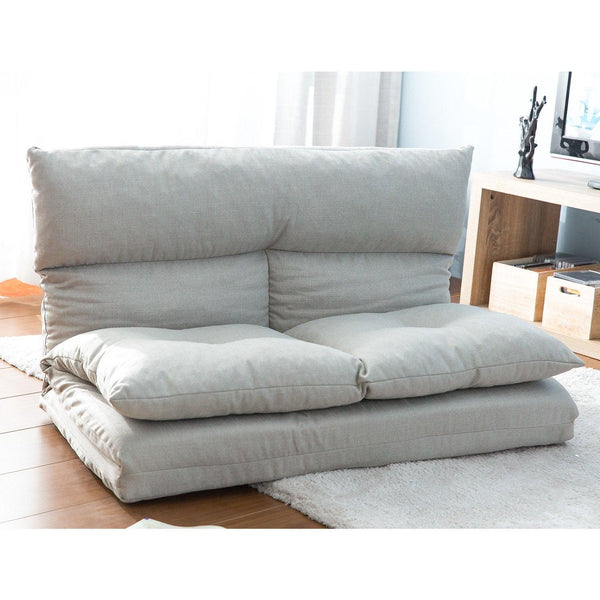 Fabric Folding Chaise Lounge Floor Sofa(Gray) image