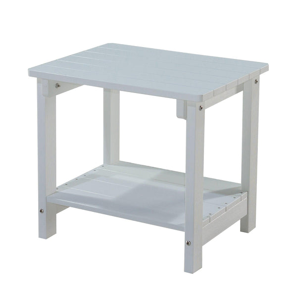 Key West Weather Resistant Outdoor Indoor Plastic Wood End Table, Patio Rectangular Side table, Small table for Deck, Backyards, Lawns, Poolside, and Beaches, White image