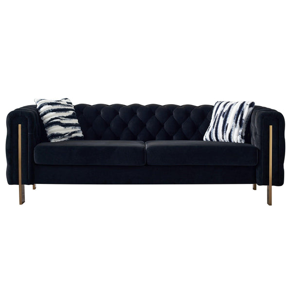 Modern velvet sofa BLACK color image