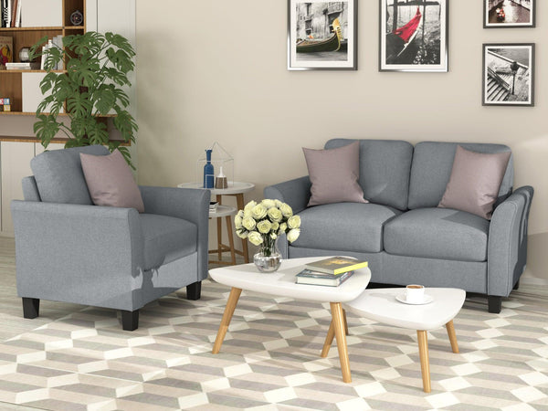 Living Room Furniture Armrest Single Sofa   and Loveseat Sofa (Gray) image
