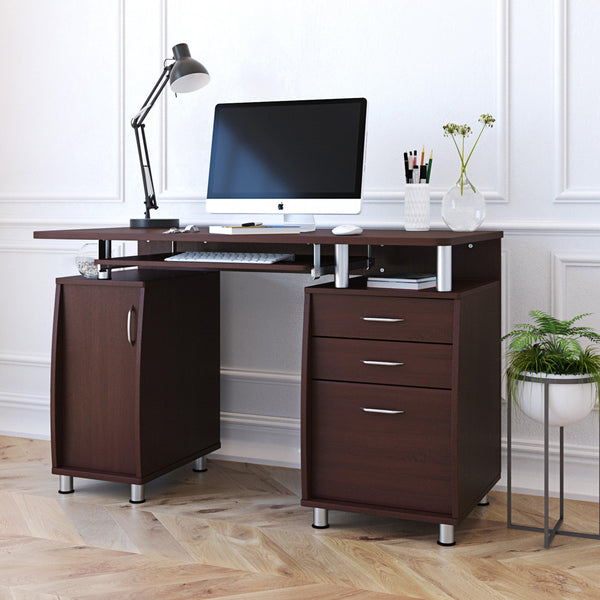 Techni Mobili Complete Workstation Computer Desk withStorage, Chocolate image