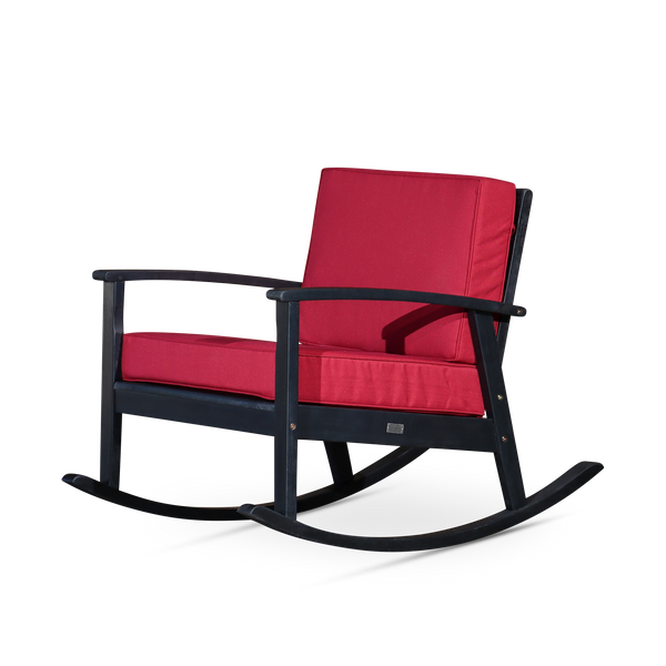 Eucalyptus Rocking Chair with Cushions -  Espresso Finish -  Burgundy Cushions image