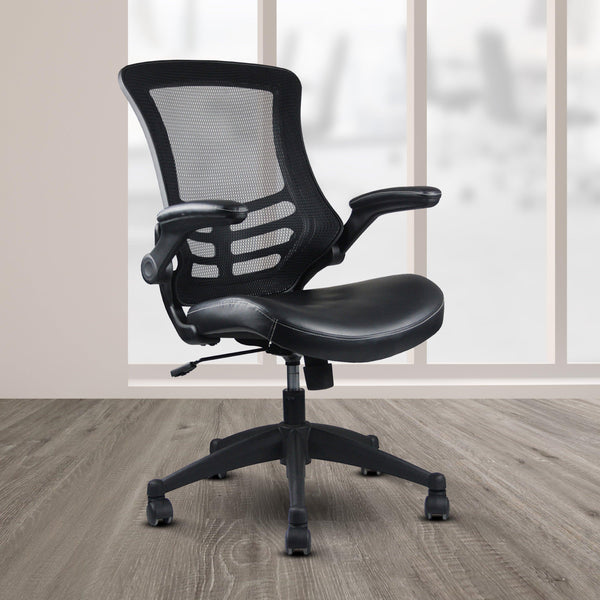 Techni Mobili Stylish Mid-Back Mesh Office Chair with Adjustable Arms, Black image