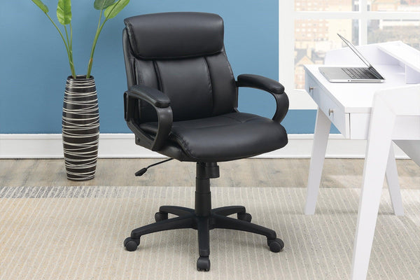 Classic Look Extra Padded Cushioned Relax 1pc Office Chair Home Work Relax Black Color image