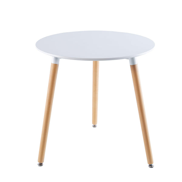 31.5"White Table Mid-century Dining Table for 2-4 people With Round Mdf Table Top, Pedestal Dining Table, End Table Leisure Coffee Table wood leg image