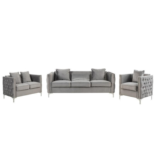 Bayberry Gray Velvet Sofa Loveseat Chair Living Room Set image