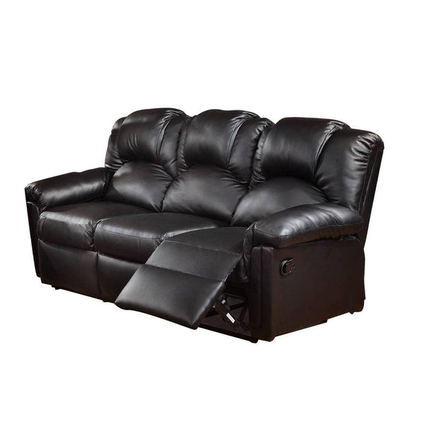 3 Seats Bonded Leather Manual Motion Reclining Sofa in Black image