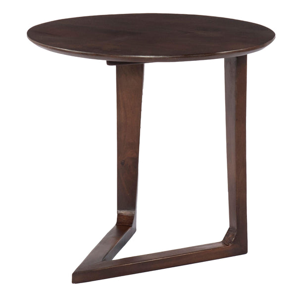 ManWood Round Side Table with  and Cantilever Base, Brown image