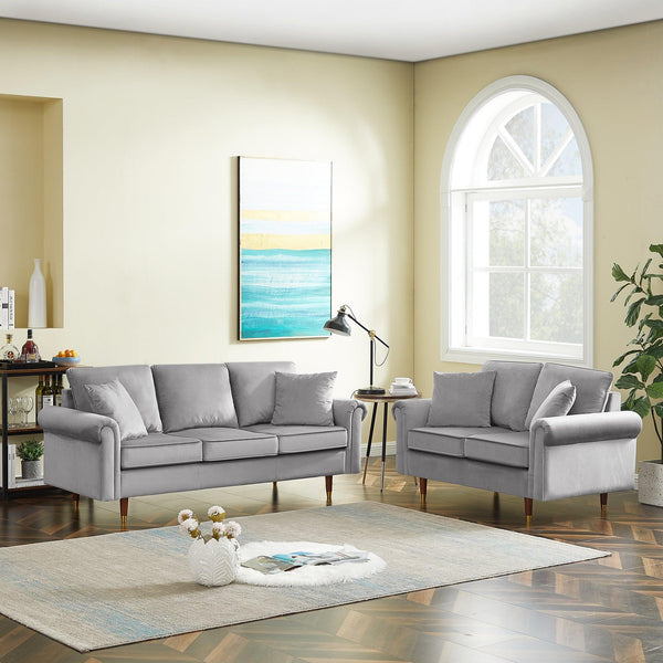 Modern Velvet Sofa Set  , 2 seater and 3 Seater Sofa With Wood Legs for Living Room  . image