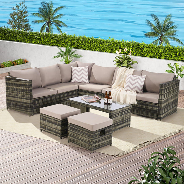 Outdoor Garden Rattan Table And Table Set image