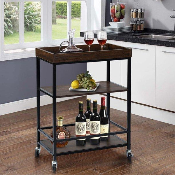 Retro Kitchen Serving Cart and Islands, Rolling Cart withStorage, Bar Carts Serving Tray image