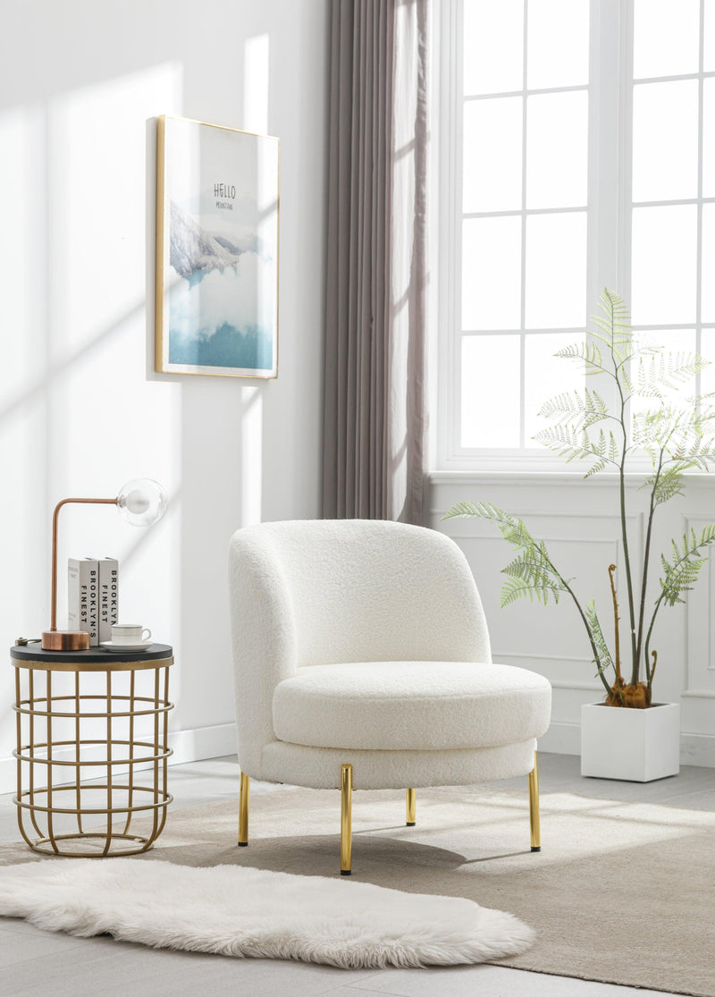 28.4 W Accent Chair Upholstered Curved Backrest Reading Chair Single Sofa Leisure Club Chair with Golden Adjustable Legs For Living Room Bedroom Dorm