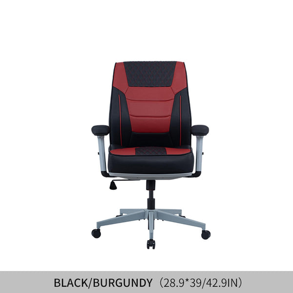 Office Desk Chair, Air Cushion Mid Back Ergonomic Managerial Executive Chairs, Headrest and Lumbar Support Desk Chairs with Wheels and Armrest, Black/Burgundy image