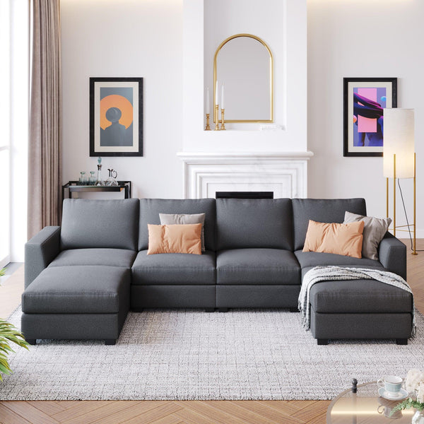 3 Pieces U shaped Sofa with Removable Ottomans image