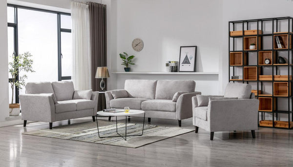 Damian Light Gray Velvet Fabric Sofa Loveseat Chair Living Room Set image