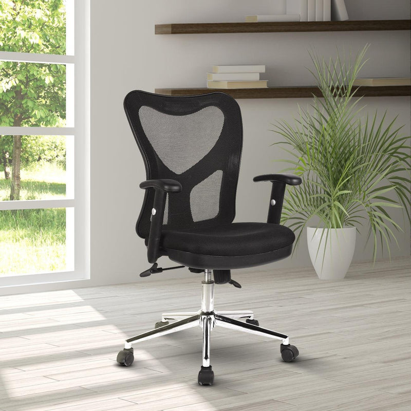 Techni Mobili High Back Mesh Office Chair With Chrome Base, Black image