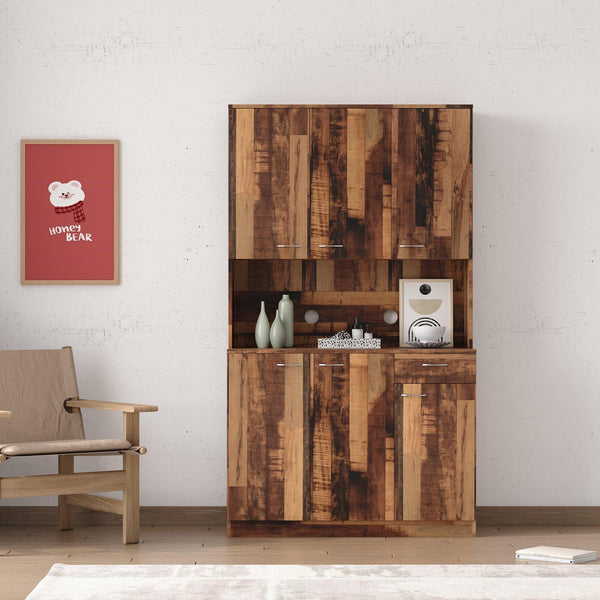 70.87" Tall Wardrobe& Kitchen Cabinet, with 6-Doors, 1-Open Shelves and 1-Drawer for bedroom image