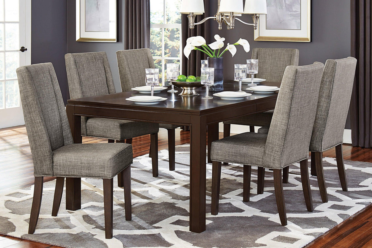 Contemporary Dark Brown 7pc Dining set Table with Extension