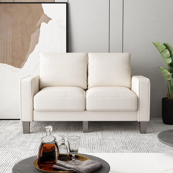 Modern Living Room Furniture Loveseat in Beige Fabric image