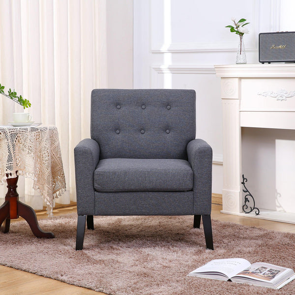Fabric Accent Chair for Living Room, Bedroom Button Tufted Upholstered Comfy Reading Accent Chairs Sofa (Grey) image