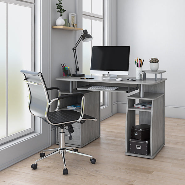 Techni Mobili Complete Computer Workstation Desk WithStorage, Grey image