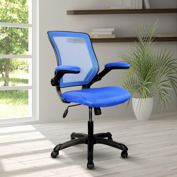 Techni Mobili Mesh Task Office Chair with Flip Up Arms, Blue image