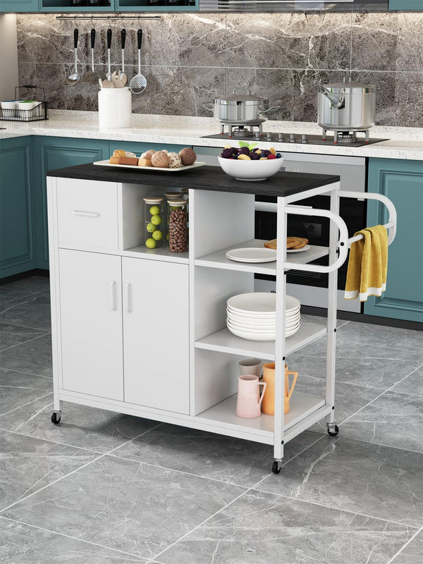 KITCHStorage cabinet WHITE-Black, move with roller.. image