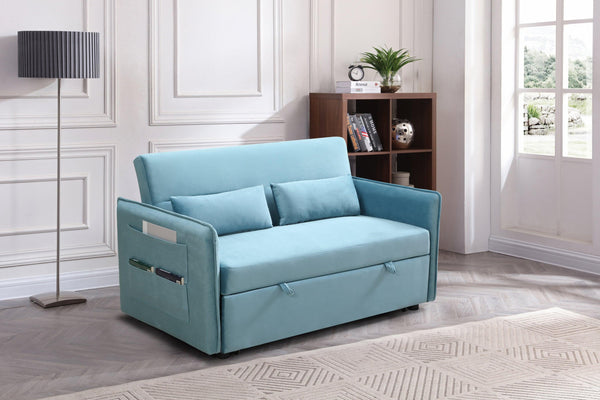 Pull Out Sofa Bed,Modern Adjustable Pull Out Bed Lounge Chair with 2 Side Pockets, 2 Pillows for Home Office image