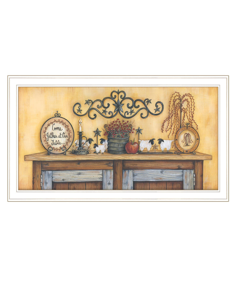 "Come Gather at Our Table" by Mary Ann June, Ready to Hang Framed Print, White Frame image