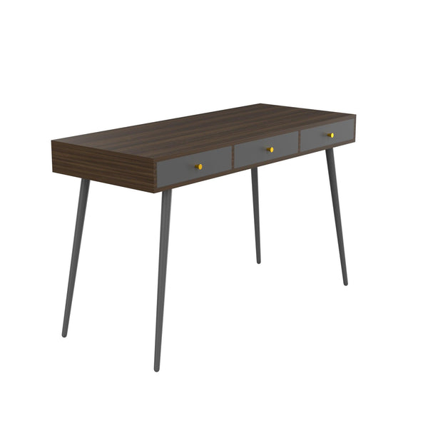 Update Writing Desk 47" with 3 Drawers|Modern Mid Century Desk for Home Office (Walnut + Dark Grey) image