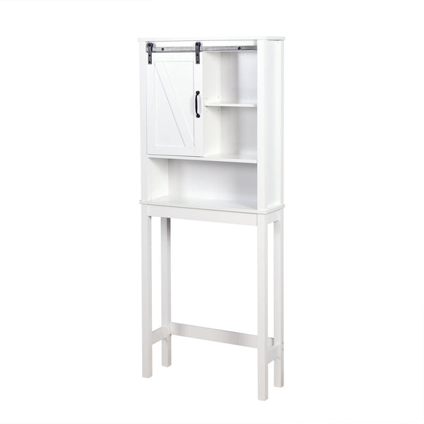 Over-the-ToiletStorage Cabinet, Space-Saving Bathroom Cabinet, with Adjustable Shelves and A Barn Door 27.16 x 9.06 x 67 inch image