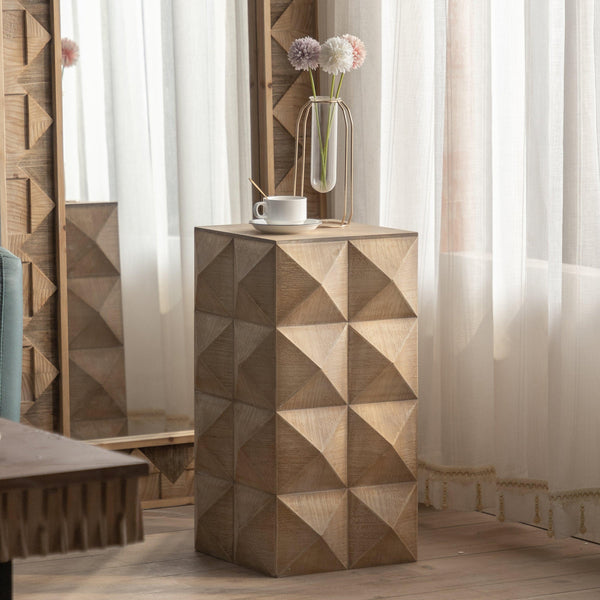 23.62"Height Three-dimensional Embossed  Pattern Design Retro Coffee Table Retro Furniture image