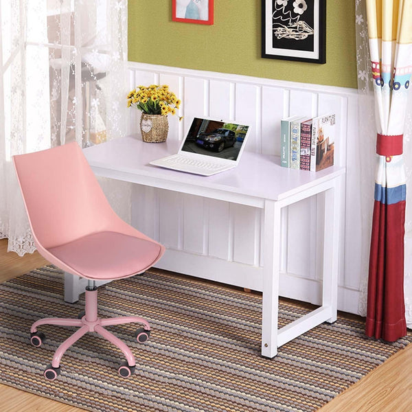 Home Office Desk Chair Computer Chair Fashion Ergonomic Task Working Chair with Wheels Height Adjustable Swivel PU Leather Pink image